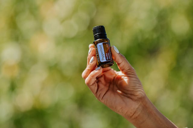 Person Holding an Essential Oil Bottle, one of the essential oils that deter spiders